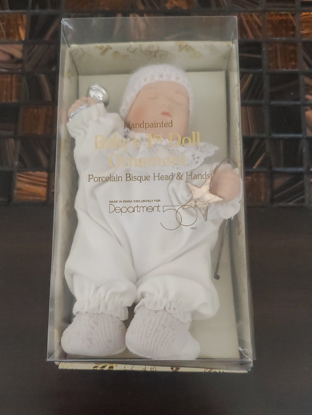 Department 56 Handpainted Porcelain Baby Doll in White and Cream